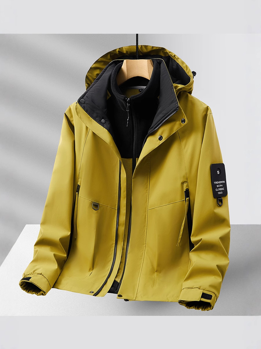 冲锋衣男女三合一可拆卸新款黑色外套防风防水户外进藏登山服加大