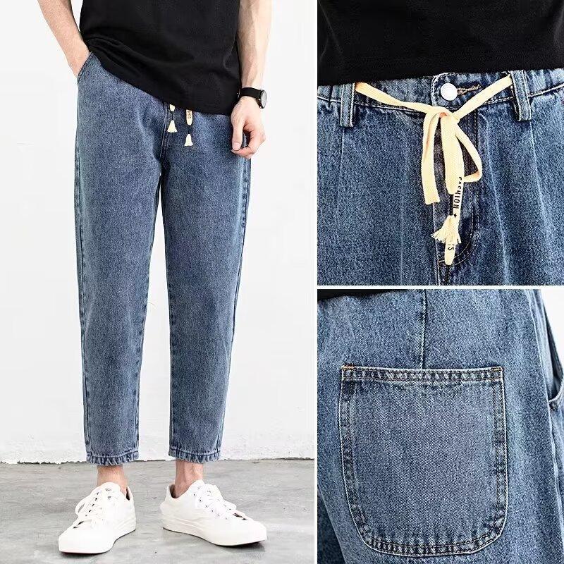 Herren Harem Jeans Einfarbig Locker Geschnittene Hose In Blau_voghion.com