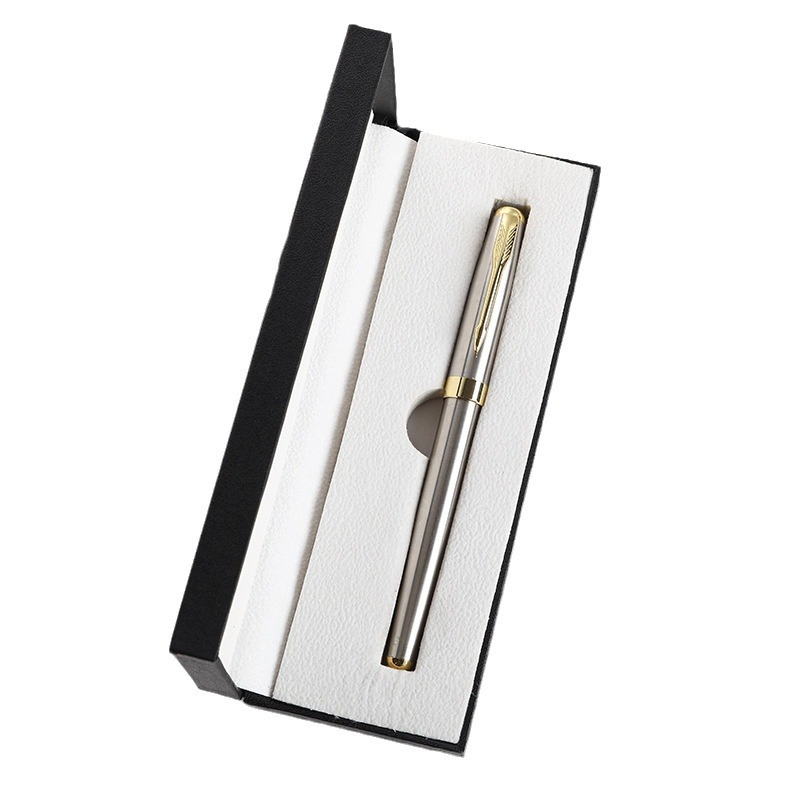 Pluma de firma de metal comercial de alta calidad, caja de regalo, logotipo personalizado, publicidad, grabación de pluma neutra