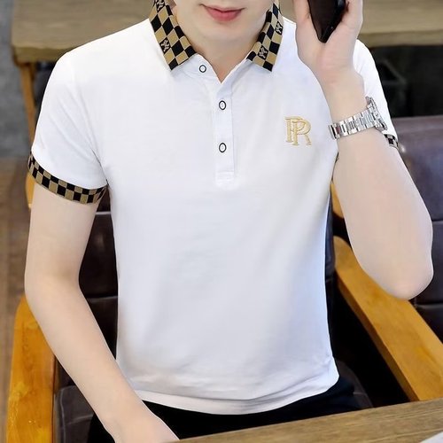 Men's short-sleeved T-shirt, high-end polo shirt, trendy men's summer new style, Korean version, slim lapel top, foreign trade dropshipping