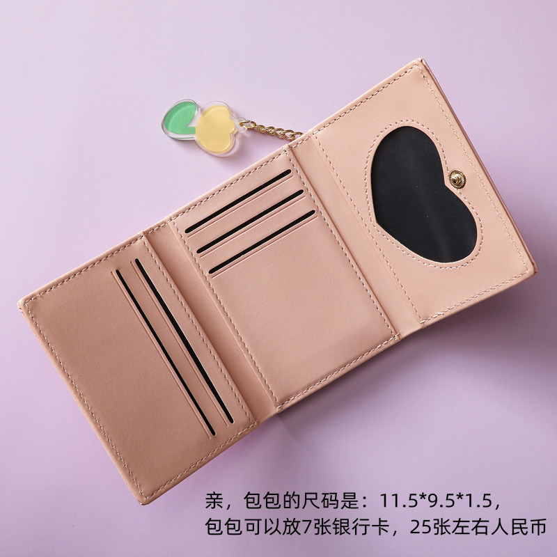 Cartera plegable de PU con diseño de tulipán, estilo coreano, tri plegable, corta, para mujer, estilo ins.