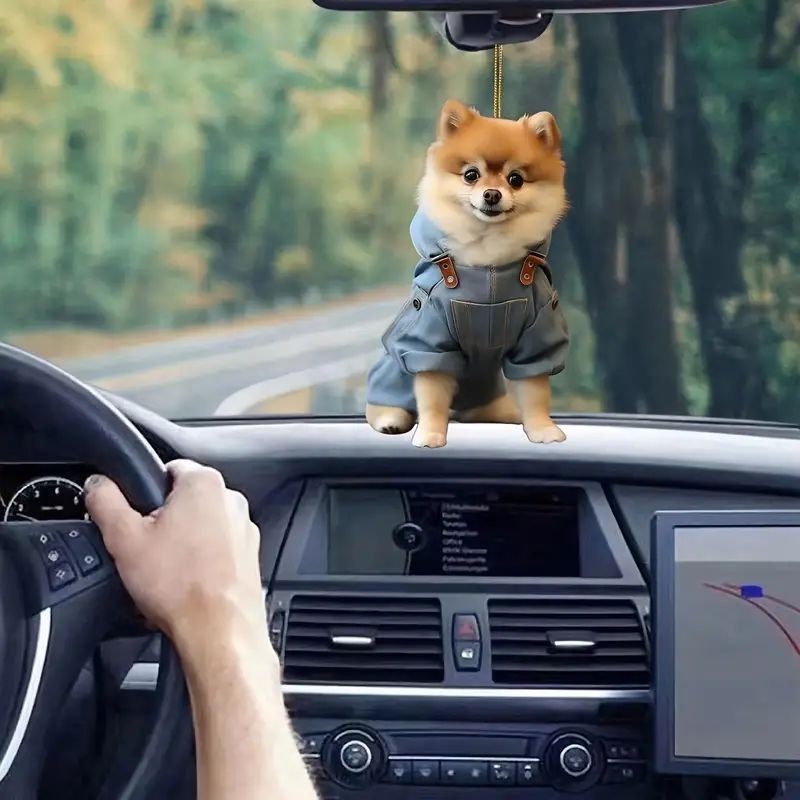 Creativo nuevo lindo cachorro de vacaciones colgante acrílico plano transfronterizo automóvil espejo retrovisor interior decoración colgante