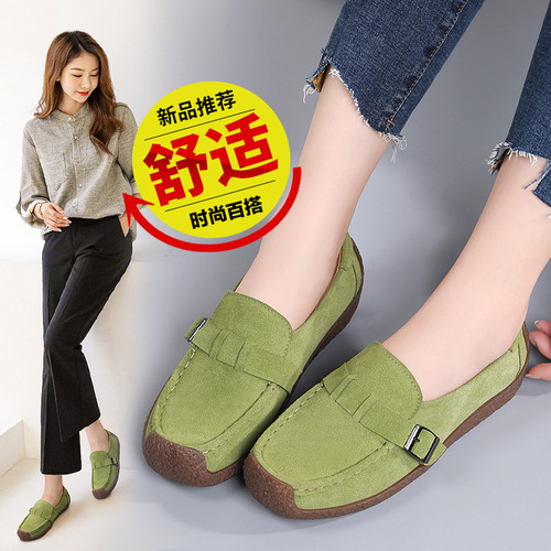 Women's Large Size Cross-border Flat Leather Mother Shoes with Non-slip Casual Single Shoes for Pregnant Women and Children, Size 35-43