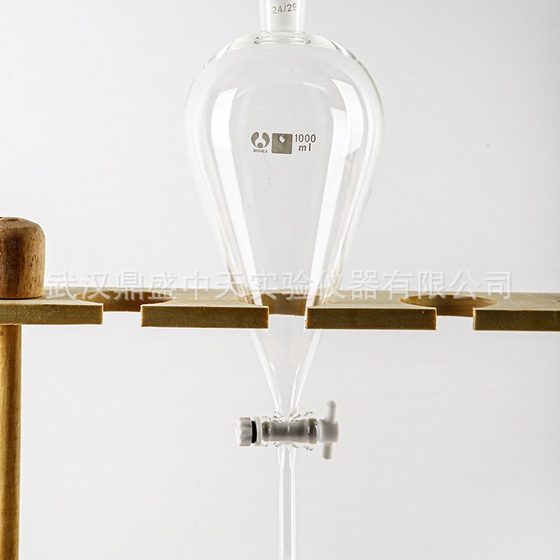 Polytetrafluoroethylene pear shaped separatory funnel 60ml 125ml 250ml 500ml 1000ml glass pear shaped funnel