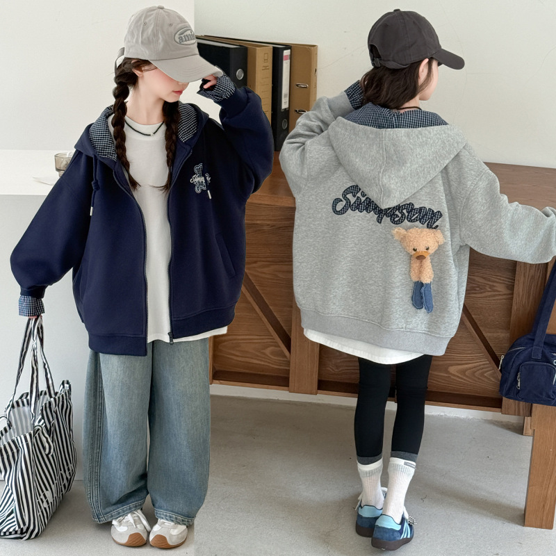 女童外套春秋款2025新款女孩儿童秋装时髦上衣女大童早秋卫衣开衫|undefined