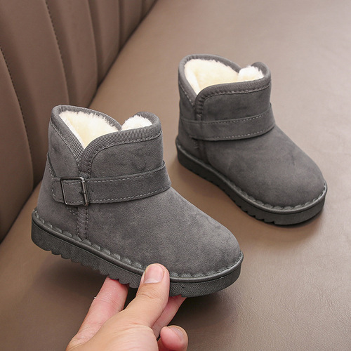 Children's Snow Boots for Boys and Girls, Winter Warmth, Fleece-lined and Thick-soled Short Boots with Soft Soles, Suitable for Middle-aged and Older Children