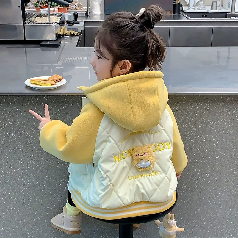 Куртка для девочек осень-зима 2024 новая сетка красный жареный уличный детский зимний зимний ребенок хлопковый топ