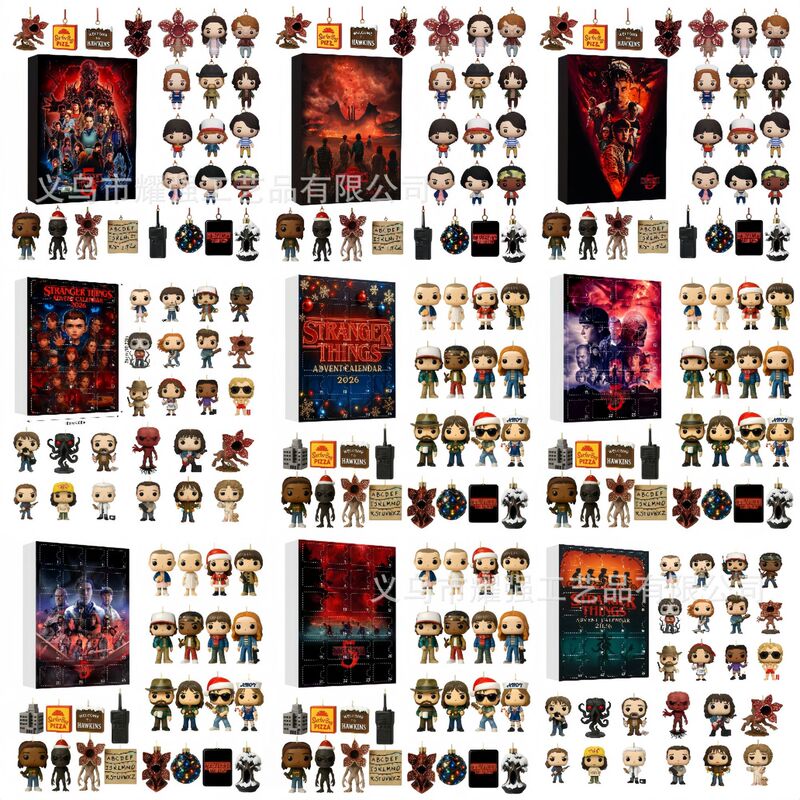 Cross-Border 2026 New Product Stranger Things Christmas Countdown Calendar Blind Box Acrylic Pendant