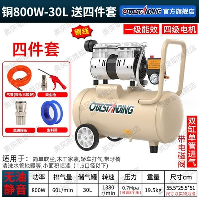 Compressor Inflatable Oil-Free Silent 220V, Hava kompressorları - copper-800w-30l-with-battery-valve