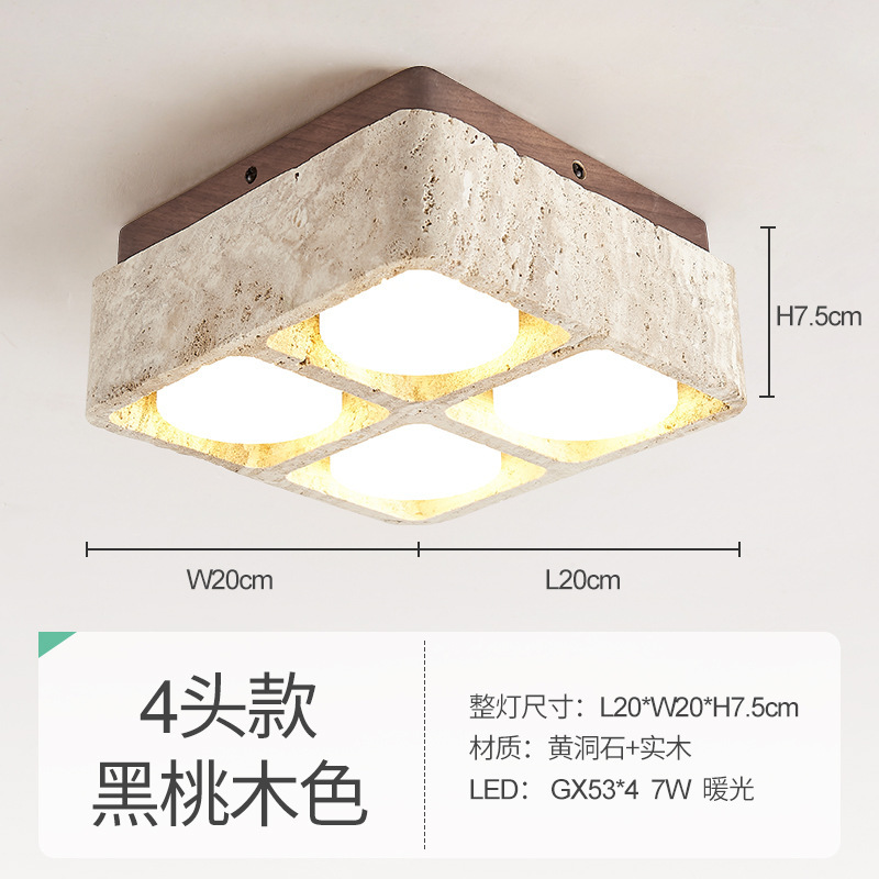 Estilo de seda cueva amarilla lámpara de techo de piedra Arte Creativo nórdico lámpara de techo pasillo japonés entrada B & B balcón