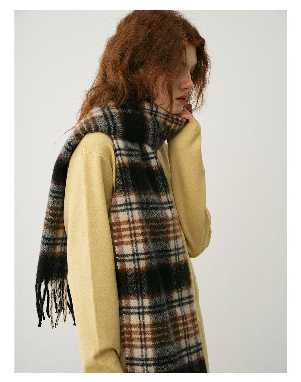 Kaschmirschal Kariert Im Retrodesign Für Damen Winterweiches Tuch_voghion.com
