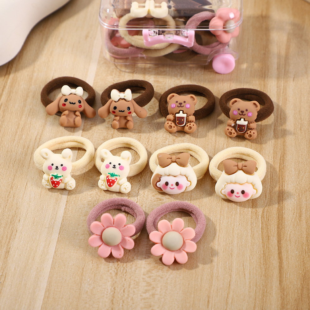 Una pequeña caja de tracción de café de leche para niños cuerdas de cabello correa no daña el cabello de las niñas lindas toallas anillo de venta transfronteriza caliente