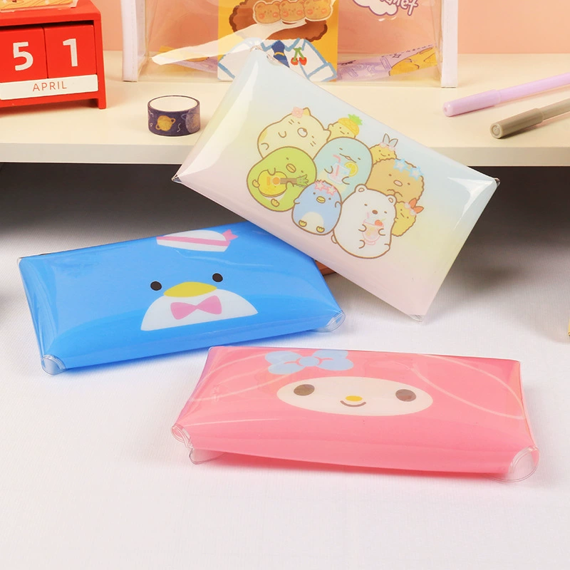Оптовая Новый Мультфильм Кнопка Карандаш Сумка Простая Прозрачная Портативная Сумка Для Карандашей INS Стиль Студенческая Складная Креативная Сумка Для Карандашей