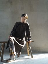 原创复古印花双层长袍 民族风复古改良旗袍宽松长袍L23258