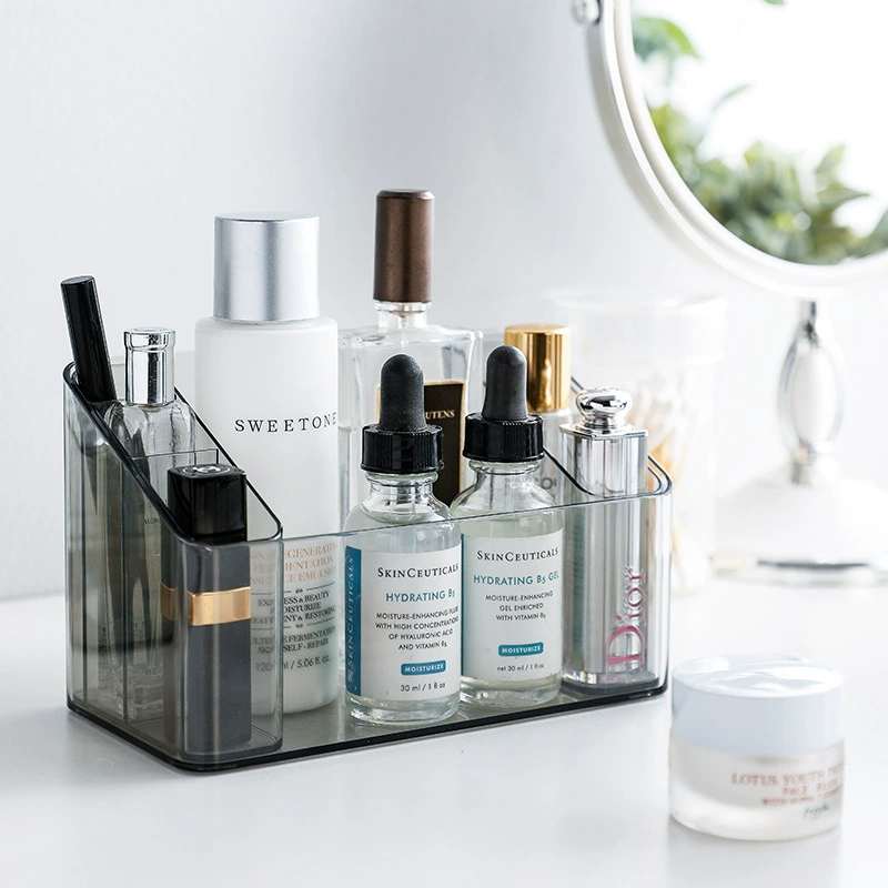 Cosmetic plastic storage box for skin care, transparent table container