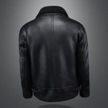 皮毛一体男士冬季大码加绒加厚皮衣短款机车服皮袄男装羊羔毛外套