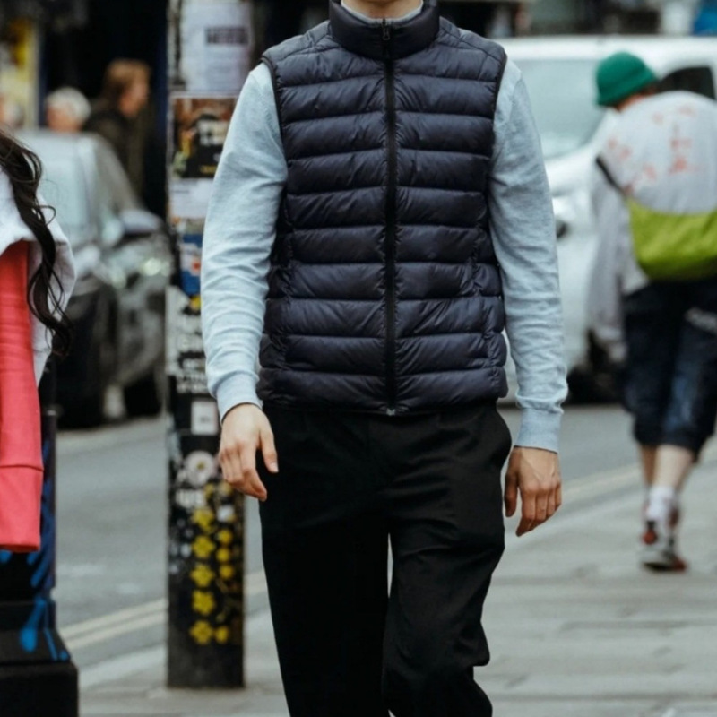 Cross-Border down Vest 90% White Duck down Filled Stand-Up Collar down Jacket Vest Portable Lightweight Protection