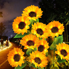Solar-powered single-head sunflower park simulation flower landscape light garden outdoor courtyard decoration light ground-embedded lawn light