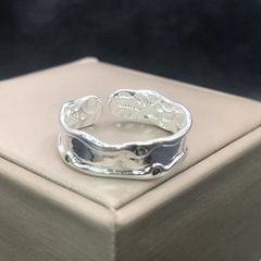 千葉新款不規則小眾設計師泰銀熔岩暗黑蹦迪可調節開口個性指環