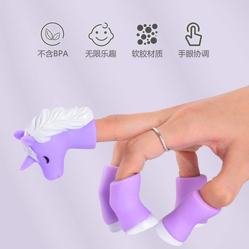 搪胶手指玩偶动物公仔卡通玩具亲子互动儿童玩具电商跨境工厂直销