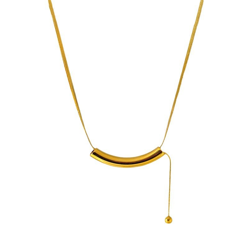 Simple Style Style Wholesale Jewelry Simple Style Solid Color Titanium Steel Plating Pendant Necklace Snake Chain