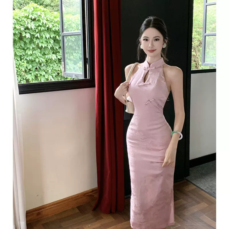 2025新款名媛礼服跨境新款女装气质国风旗袍修身长款连衣裙