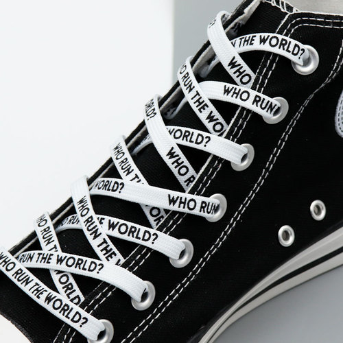 Kulogin black and white two-sided printed flat shoelaces personalized white canvas shoes versatile shoelace