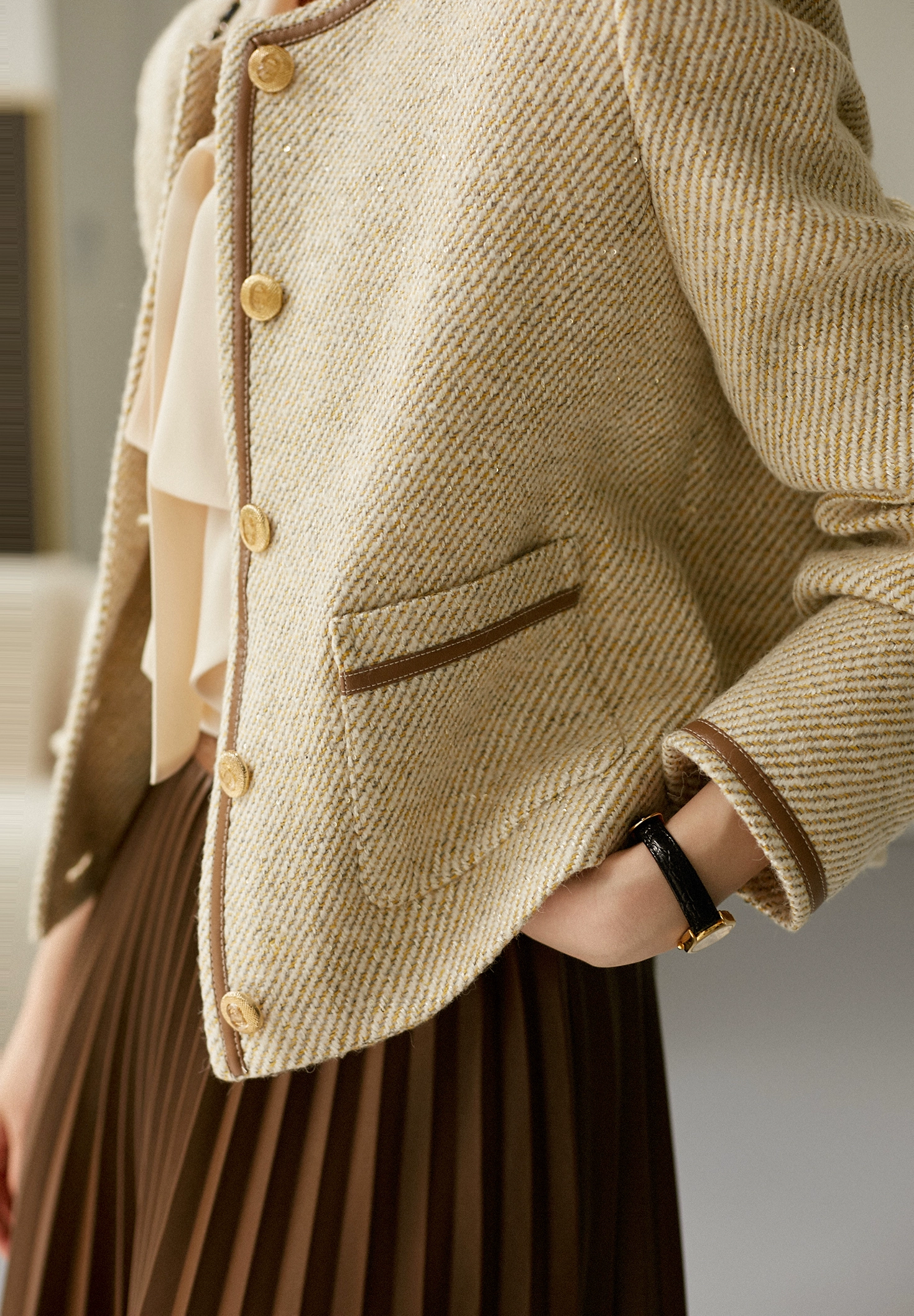Осенняя короткая куртка, стиль Chanel, западный стиль, стиль высокого качества