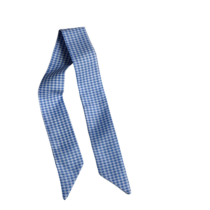 Pañuelo de seda largo, sensación de alta calidad, pañuelo de seda azul, pequeño y fresco, versión coreana del bolso de amarre de todo fósforo, bufanda de cuello pequeño con serpentina
