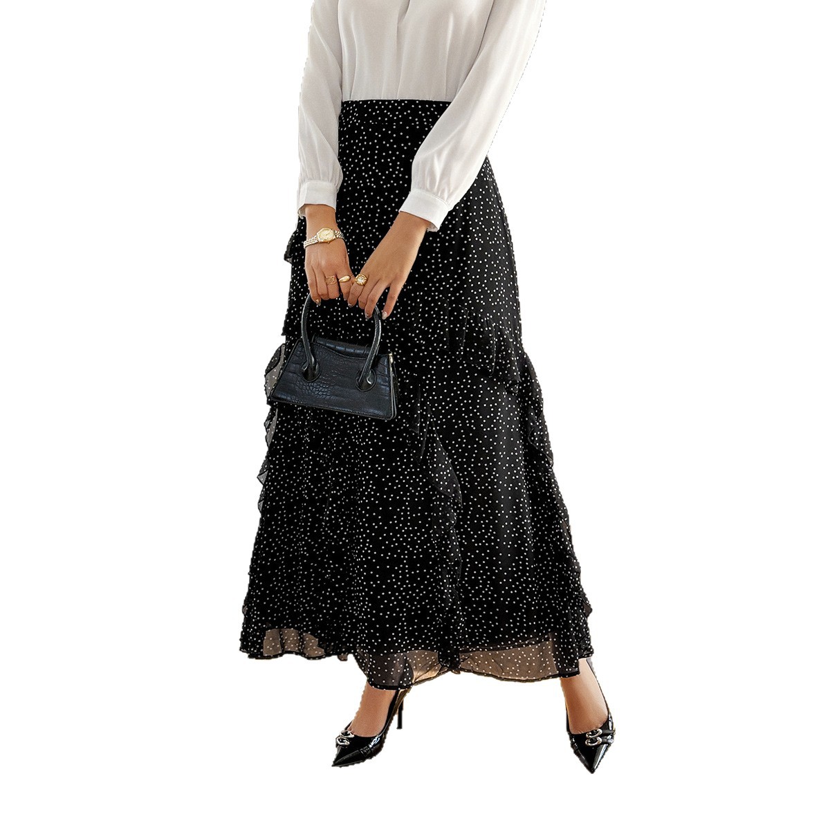 Women's Clothing Elegant Lace Trimmed Bodycon Maxi Skirt For Women Half-Length Autumn/Winter Fashion_ecoleips.com