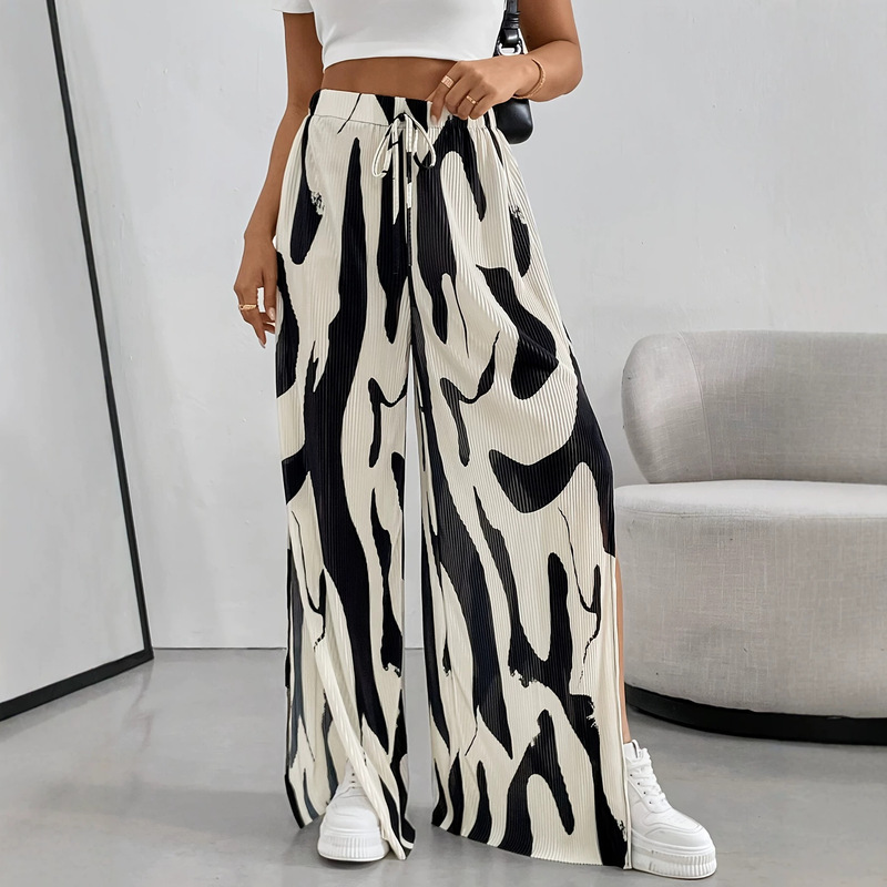European and American Cross-Border Summer and Autumn New Large-Size Printed Fashion Casual Elegant Wide-Leg Pants Amazon Tk Shein European and American Cross-Border Summer and Autumn New Large-Size Printed Fashion Casual Elegant Wide-Leg Pants Amazon Tk Shein