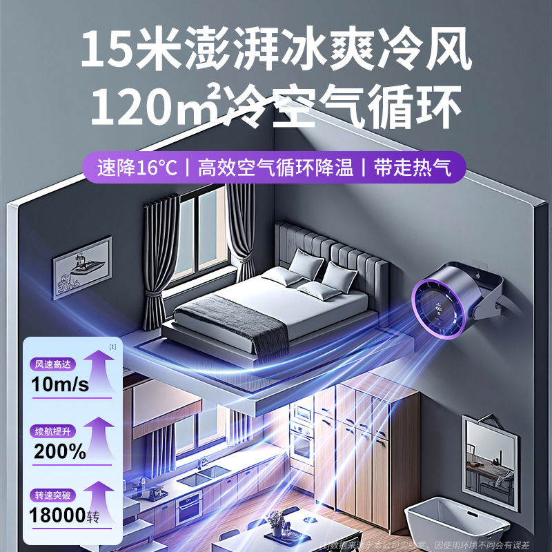 Nuevo ventilador de circulación sin hojas de escritorio transfronterizo, ventilador de pared de dormitorio de cocina silenciosa, ventilador de escritorio de carga usb