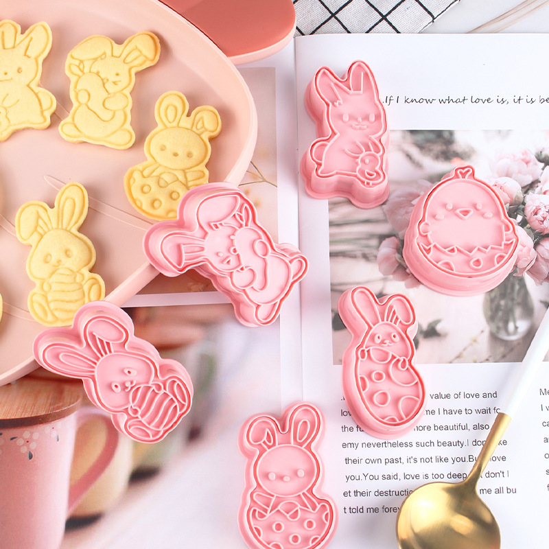 Easter Cookie Mold 3D Plastic Stereo Sugar Frosting Fondant Cookie Pressed Mold Home Baking User Press Mold Seal