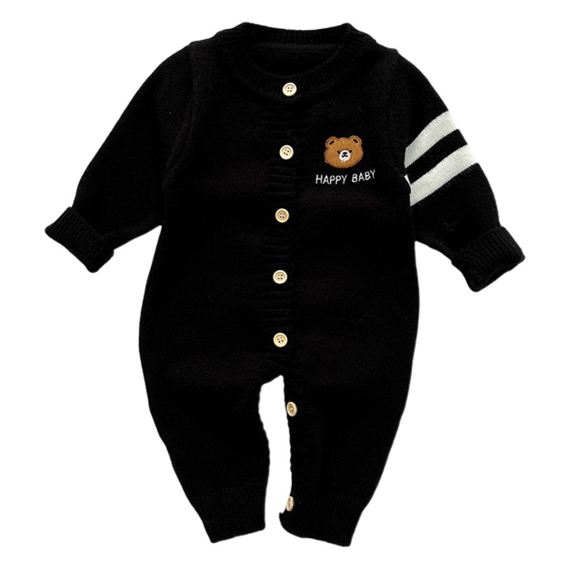 INS estilo bebé Otoño e Invierno ropa serie oso mameluco de punto bebé suéter cardigan abrigo salida mono