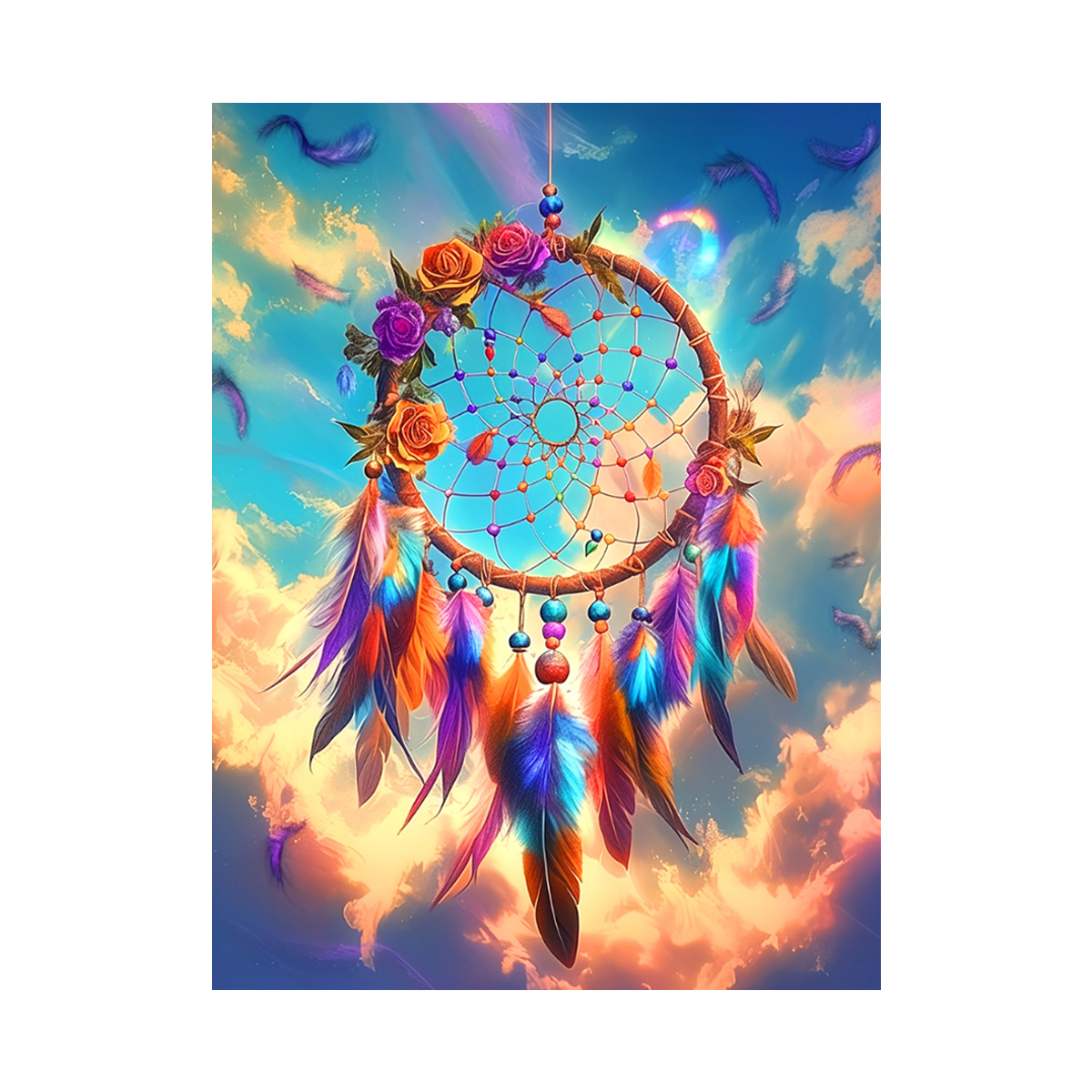 Mona Lisa Real Acrossboard Dreamcatcher y flores dos dibujos animados simples frescos y lindos bordados simples image 5
