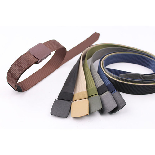 Wholesale casual canvas belt for students military training nylon waist tie outdoor sports tactical versatile smooth buckle soft belt