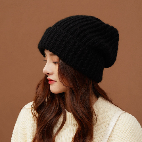 Cool hat, large head circumference, thick yarn, children's spring versatile warm loose face-saving ear protection knitted hat, beanie hat, fashionable
