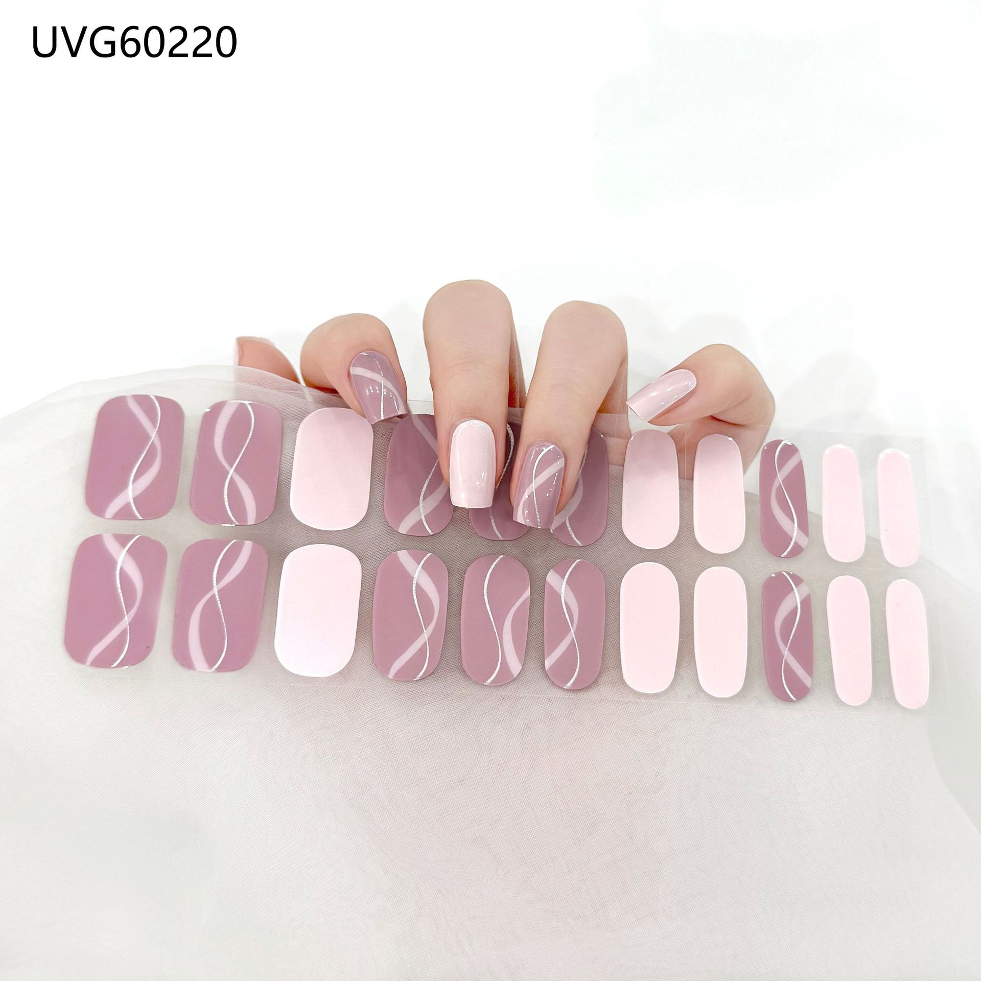 Pegatinas de uñas de gel UV transparentes efecto hielo, semicuradas, con lámina dorada, fototerapia, efecto película de aceite