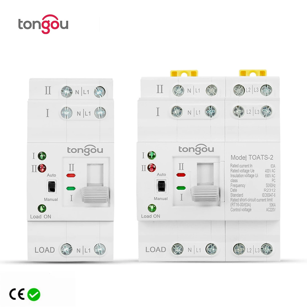 Двойной автоматический коммутационный переключатель мощности ATS непрерывная мощность в миллисекундах 2P4P63A аварийный выключатель питания трансграничный