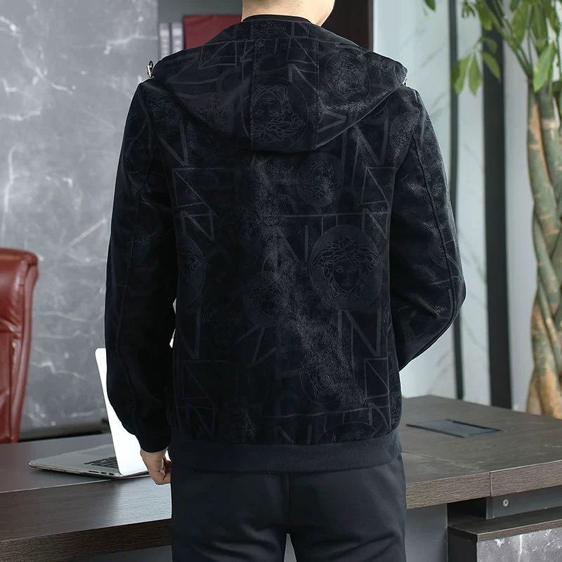 Men's jacket with hood, elite rostometer, autumn trend set, European style, slim fit, 2022