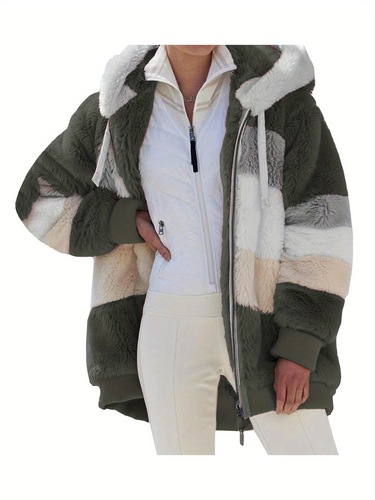 Women's Thermal Coat, Variegated Color, Zipper Front Open