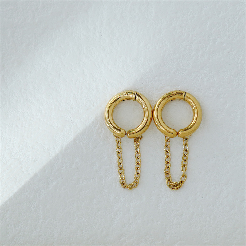 Women's Gender Chain Design 1 Pair Retro Simple Style Solid Color Chain Stainless Steel Ear Cuffs