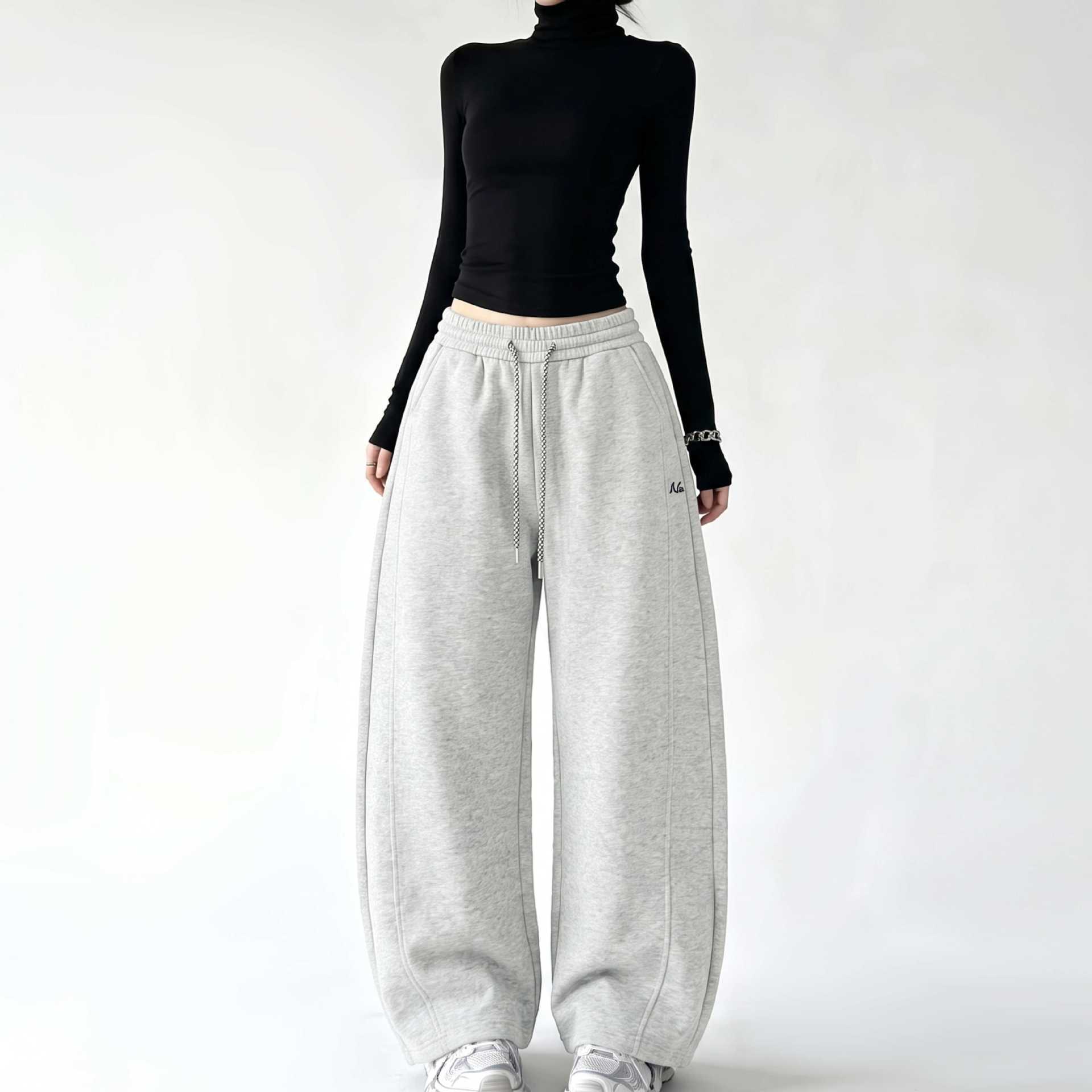 Women's Banana Sports Pants 2026 Autumn New High-Waisted Slimming Casual Curved Pants Versatile Loose Wide-Leg Pants