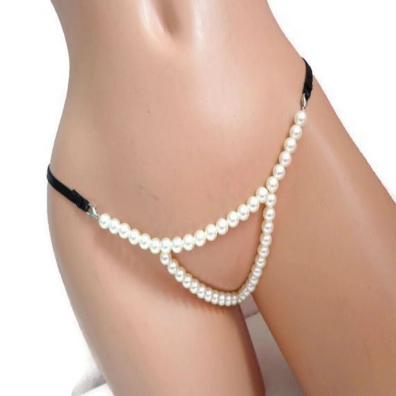Cross-border Hot Women's Underwear Pearl Chain Stretch Underwear Spice Girls Sexy Underwear Dating Collocation G-string