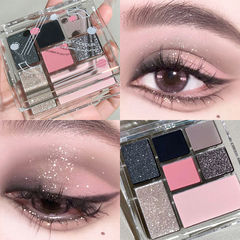 Pink and ink contrasting hot girl Millennium Barbie's 22nd new product fun seven-color eyeshadow palette sweet and cool smokey truncated eye makeup