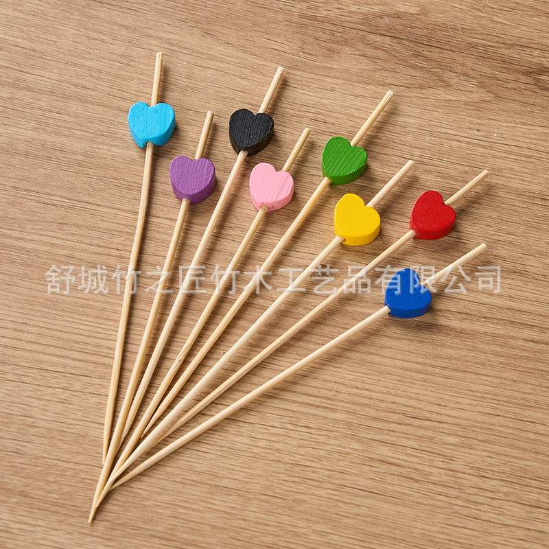 Palillos de Bambú con Corazón Desechables para Cócteles y Postres image 4