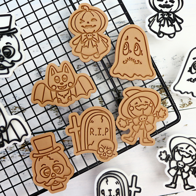 molde de galletas de Halloween dibujos animados para hornear molde de flip DIY 3D estereoscópio prensado molde de corte de galletas de helada
