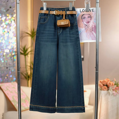 女童直筒牛仔裤春秋装2025新款儿童百搭裤子韩版中大童休闲裤洋气