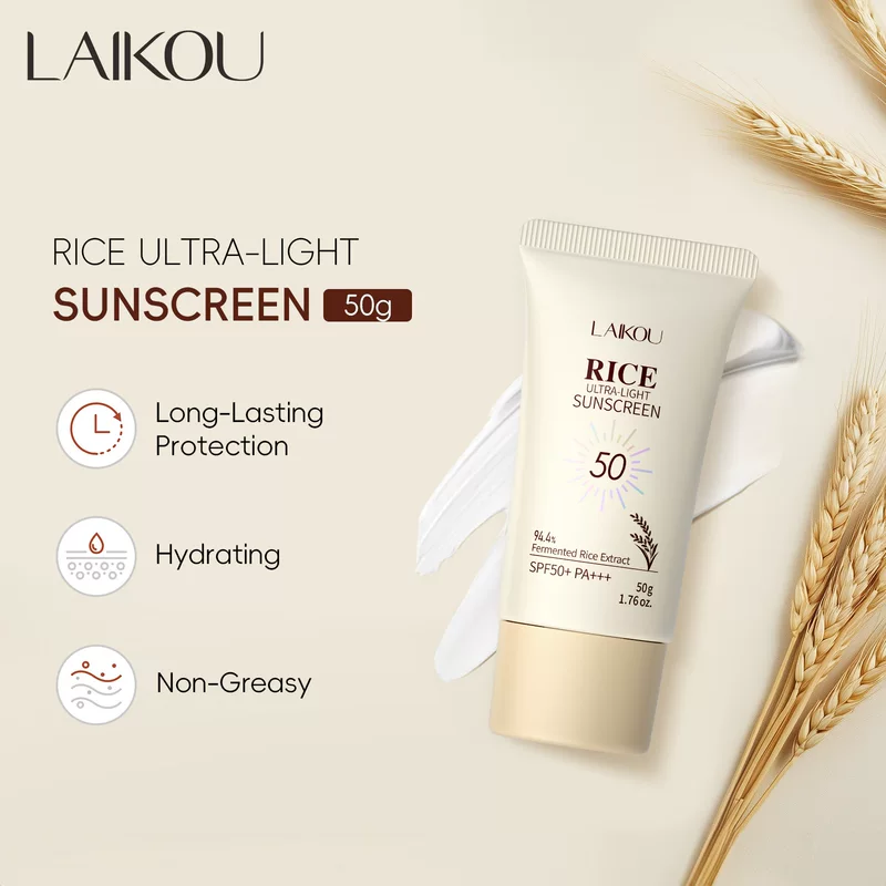 Солнцезащитный крем (LAIKOU) Rice Ultra-Light SPF50+ PA+++ 50 г, увлажняющий, не жирный