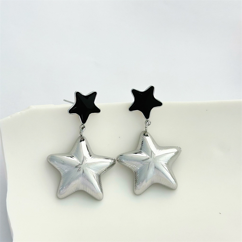 1 Pair Star Retro 304 Stainless Steel Drop Earrings display picture 5